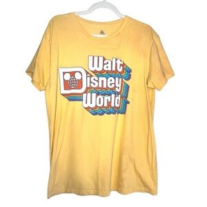 Disney 70's Inspired Graphic Walt Disney World Tee Yellow Size Large